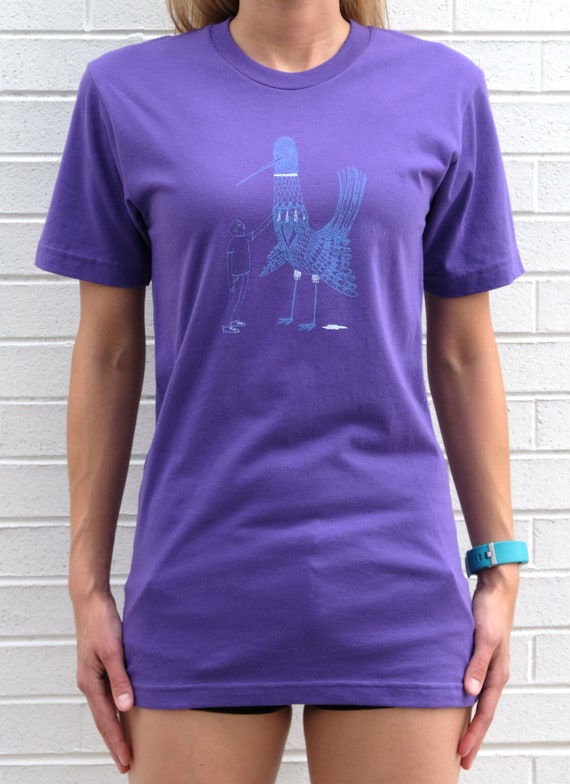 Man Vs Bird Purple \u0026 Blue Graphic Tee