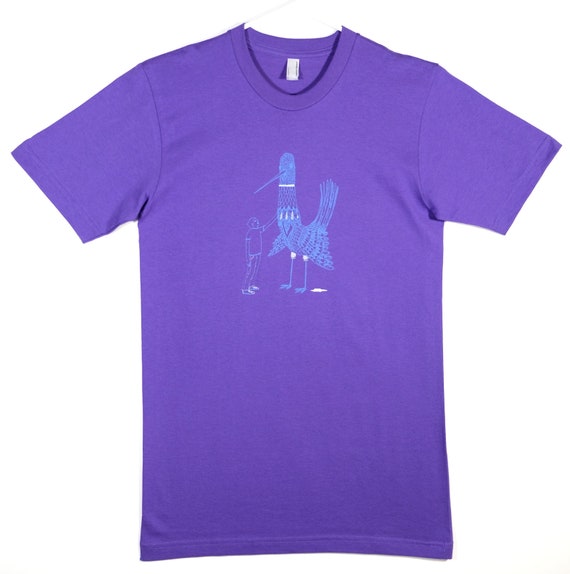 Man Vs Bird Purple \u0026 Blue Graphic Tee