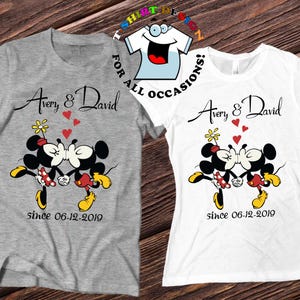 Disney Anniversary Shirts, Matching Couple Tees, Custom Mickey and Minnie Shirt with Names and Date, Personalized Disney Gift, Disney Outfit