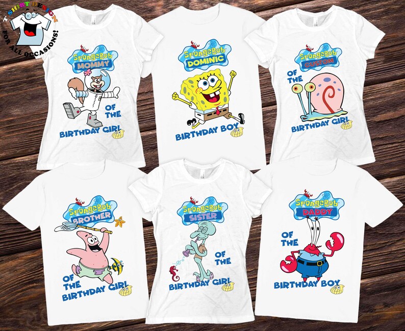 SpongeBob Squarepants Birthday Personalized Family tshirts Etsy