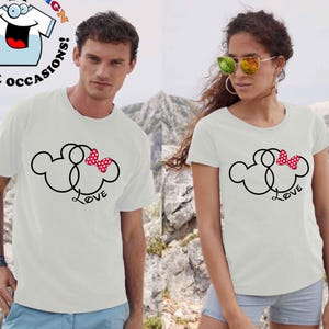 Mickey & Minnie Mouse Ears &#39;LOVE&#39; Matching Couple Shirts