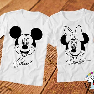 Personalized Disney Couple Shirts, Custom Mickey and Minnie Tees, Matching His and Hers Disney Shirts with Names, Disney Trip Outfits