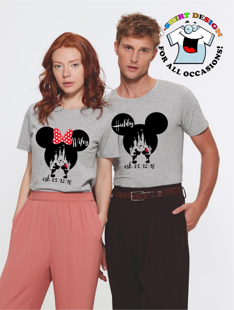 Hubby and Wifey Disney Head Shirts. Couples Mickey and Minnie - Etsy