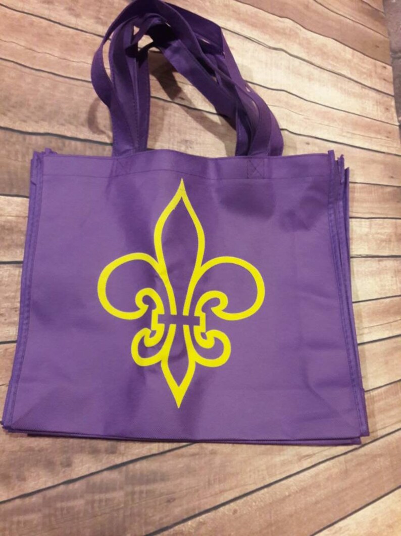 personalised fleur-de-lis totes black or purple