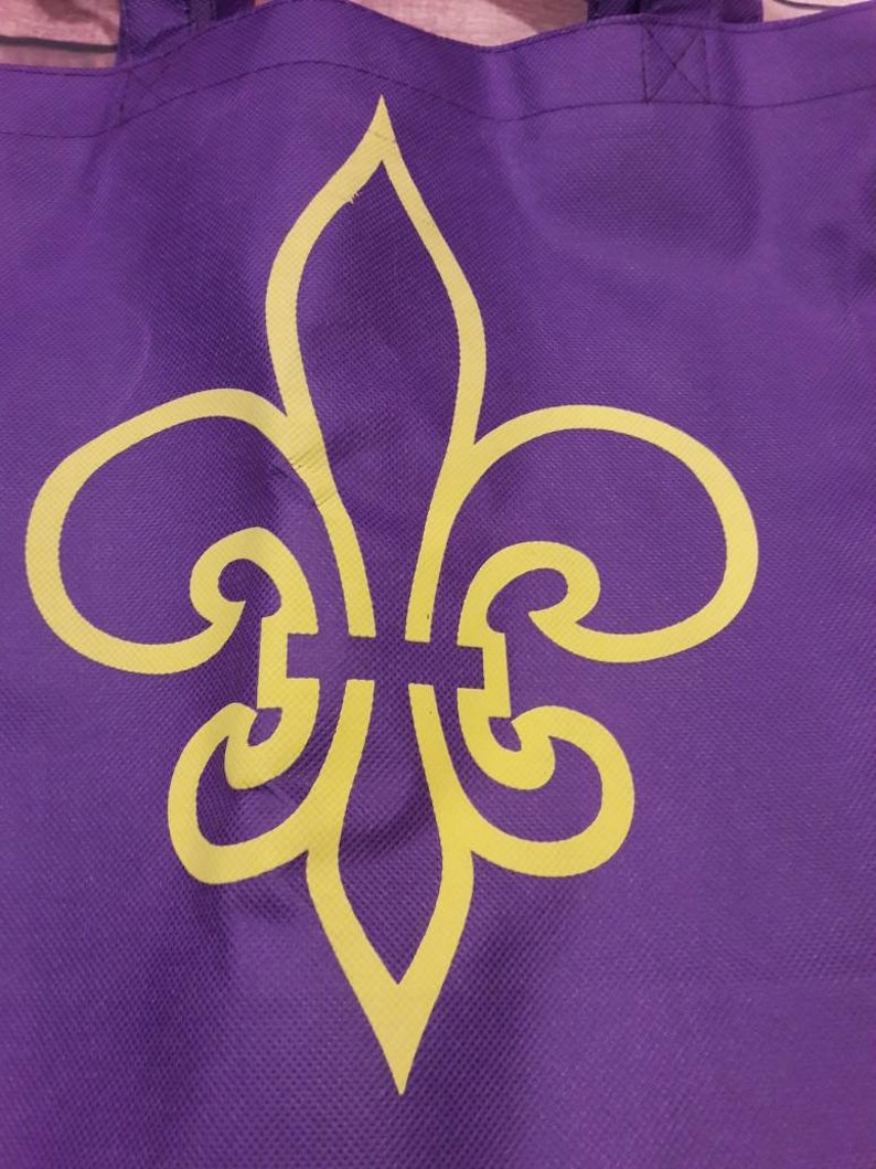 personalised fleur-de-lis totes black or purple