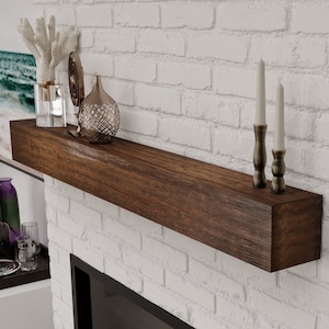 Rustikaler Kamin Mantel Regal |  Kaminsims | Holz Mantel | Wandregal | Schwebendes Regal | Hölzerner rauer Kamin-Regal-Mantel