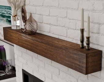 Rustic Fireplace Mantel Shelf |  Fireplace Mantel | Wood Mantel | Wall Shelf | Floating Shelf | Wooden Rough Fireplace Shelf Mantel