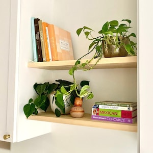 Custom Size Floating Wooden Shelves with Brackets Hardware Included, Wall Mounted Floating Shelf for Kitchen Bathrooom, Laundry Shelves