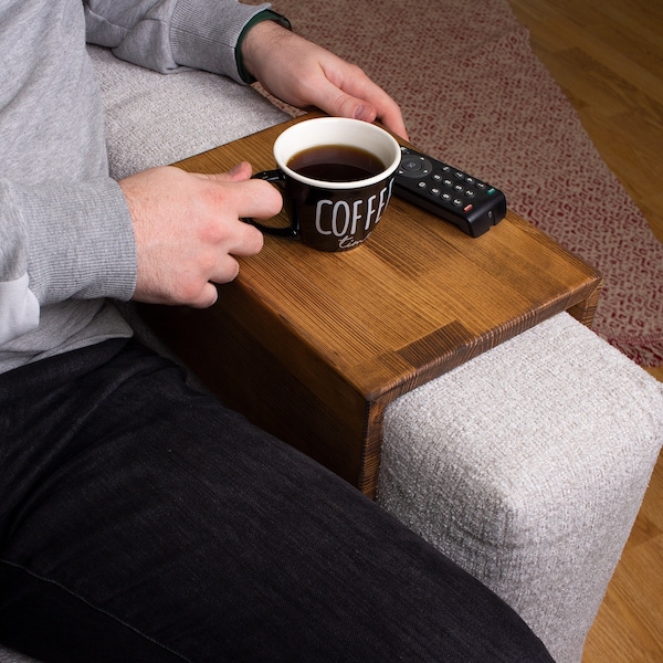 Modern Wood Armrest Table, Simple and Functional Couch Tray, Sofa Arm Tray Table, Custom Wood Sofa Arm Table, Housewarming Gift