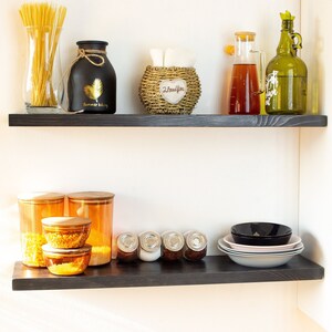 Black Floating Shelf, Kitchen Shelves, Custom Floating Shelves with Brackets, Floating Shelf for Bathrooom, Laundry Shelves, Wooden Shelf image 2