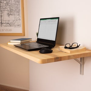 Wood Floating Desk, Wall Mounted Desk, Small Desk, Murphy Desk Table, Folding Desk, Home Office Desk, Wall Hanging Table, Unique Gift image 4