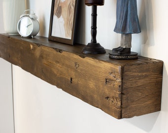 Rough Hewn Fireplace Shelf Mantel, Wood Fireplace Mantel, Floating Mantel, Rustic Mantel, Ditressed Mantle