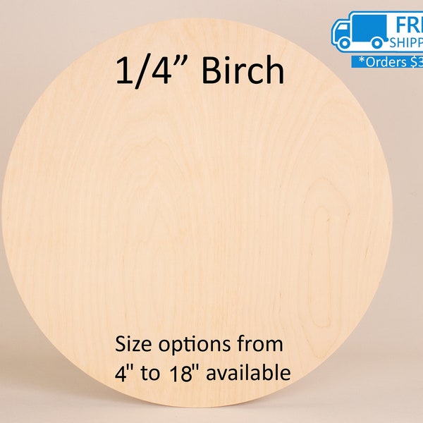 Plywood Rounds - Premium Birch Plywood Circles 1/4", Round Wood Discs, DIY Craft Supplies, Personalized Gifts, Durable Plywood Rounds