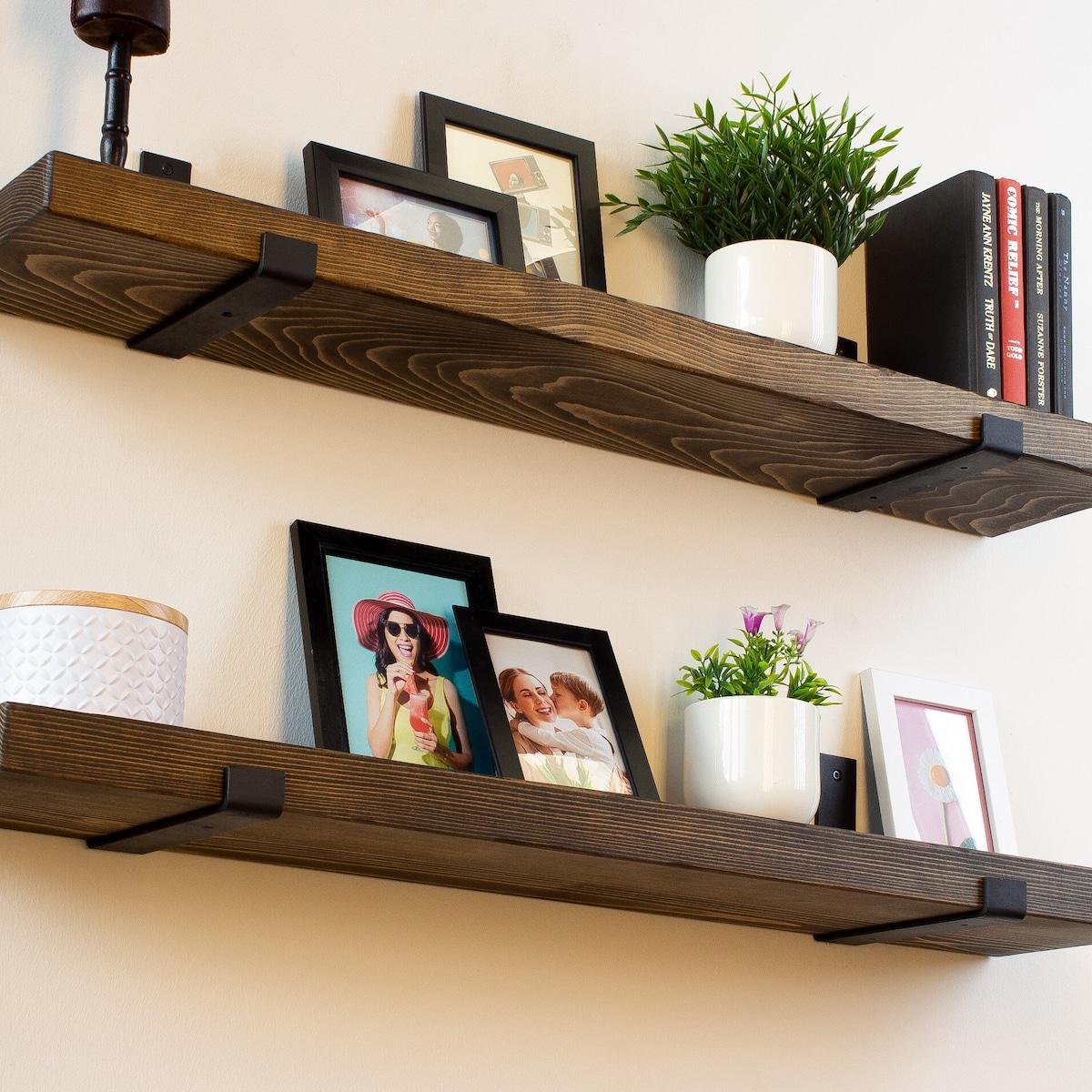 Farmhouse Shelf With Industrial Metal Brackets | Custom Size Floating Shelf | Shelf With J Bracket | Heavy Duty Shelf | Rustic Shelf - Etsy Canada