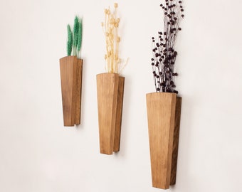 MEDIUM - Wood Wall Pocket | Faux Flower Holder | Wood Wall Decor | Wall Hanging for Greenery and Dried Flowers | Gift for Mom