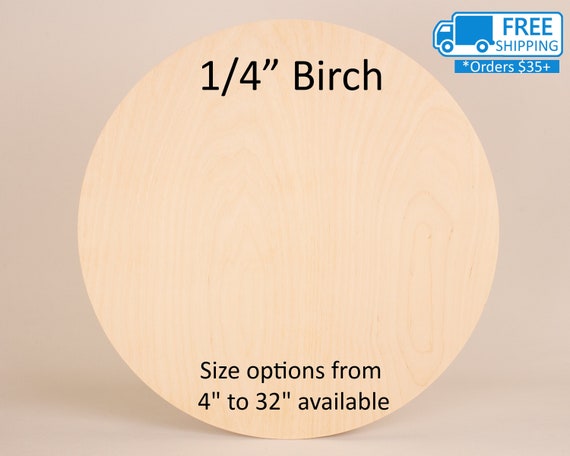 Wood Circles 12 inch, 1/4 Inch Thick, Birch Plywood Discs, Pack of