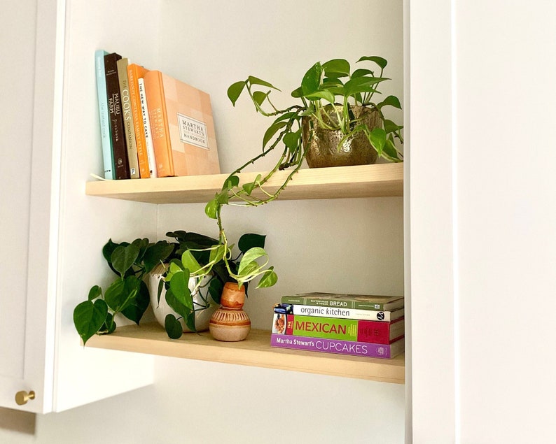 Custom Size Floating Wooden Shelves With Brackets Hardware Etsy