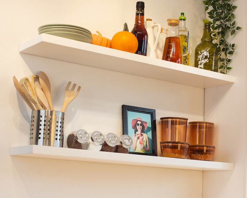 White Floating Shelf Book Shelf Floating Wood Shelves Etsy