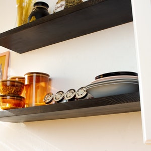 Black Floating Shelf, Kitchen Shelves, Custom Floating Shelves with Brackets, Floating Shelf for Bathrooom, Laundry Shelves, Wooden Shelf image 8