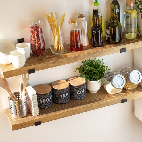 Farmhouse Shelf With Industrial Metal Brackets Custom Size Etsy UK