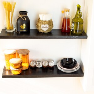 Black Floating Shelf, Kitchen Shelves, Custom Floating Shelves with Brackets, Floating Shelf for Bathrooom, Laundry Shelves, Wooden Shelf image 5
