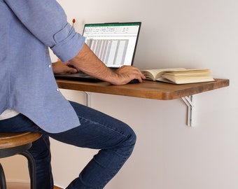 Foldable Wood Floating Desk, Wall Mounted Desk, Wall Hanging Desk, Laptop Desk, Study Table, Work From Home, Fold Down Desk, Murphy Desk