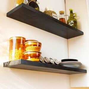Black Floating Shelf, Kitchen Shelves, Custom Floating Shelves with Brackets, Floating Shelf for Bathrooom, Laundry Shelves, Wooden Shelf image 4