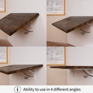 Solid Wood Floating Desk, Wall Mounted Desk, Wall Hanging Desk, Laptop Desk, Study Table, Work From Home, Fold Down Desk, Murphy Desk image 8