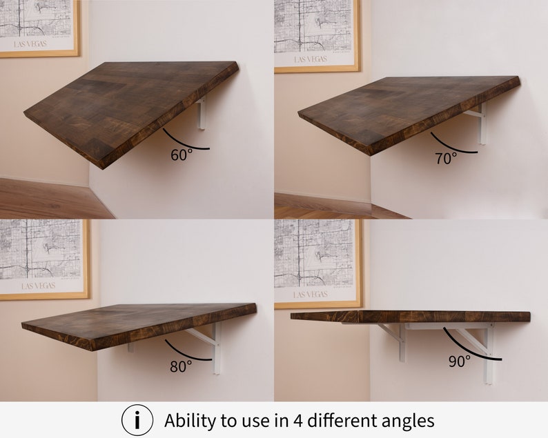 Solid Wood Floating Desk, Wall Mounted Desk, Wall Hanging Desk, Laptop Desk, Study Table, Work From Home, Fold Down Desk, Murphy Desk image 8