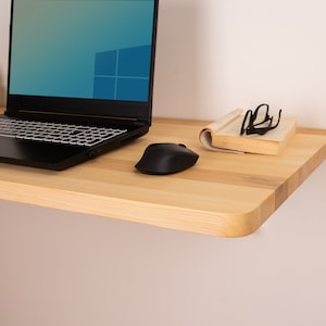 Wood Floating Desk, Wall Mounted Desk, Small Desk, Murphy Desk Table, Folding Desk, Home Office Desk, Wall Hanging Table, Unique Gift image 3