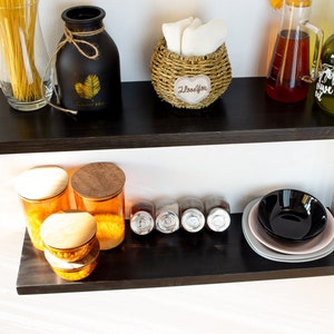 Black Floating Shelf, Kitchen Shelves, Custom Floating Shelves with Brackets, Floating Shelf for Bathrooom, Laundry Shelves, Wooden Shelf image 6