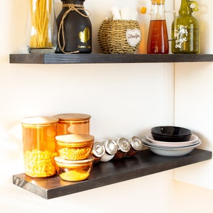 Black Floating Shelf, Kitchen Shelves, Custom Floating Shelves with Brackets, Floating Shelf for Bathrooom, Laundry Shelves, Wooden Shelf image 3