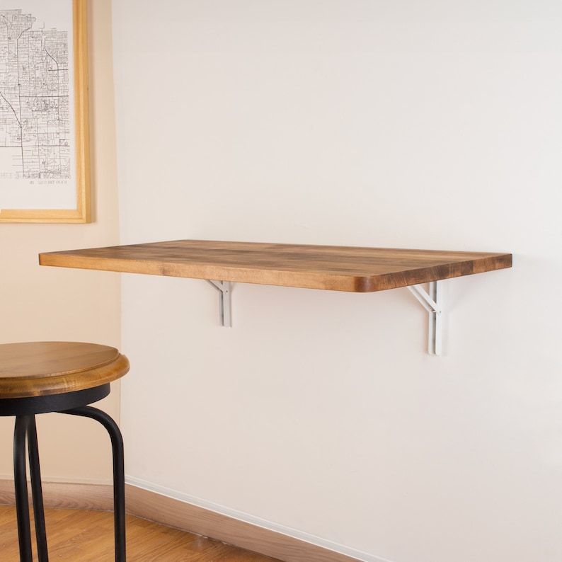 Escritorio plegable de madera flotante, escritorio de pared, escritorio para portátil, mesa de estudio, teletrabajo, escritorio plegable, escritorio plegable imagen 4