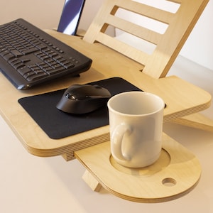 Adjustable Wood Laptop Stand Standing Desk Converter Workstation Deskstand Birch Plywood Tabletop Handmade Gift for Teacher image 8