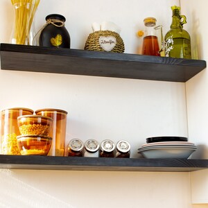 Black Floating Shelf, Kitchen Shelves, Custom Floating Shelves with Brackets, Floating Shelf for Bathrooom, Laundry Shelves, Wooden Shelf image 7