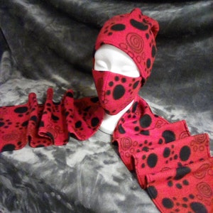 Red and Black Scarf Hat & Mask