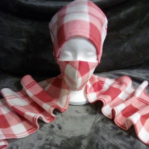 Pink & Red Scarf Hat Mask Set