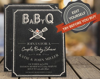 Baby Q Invite | Etsy