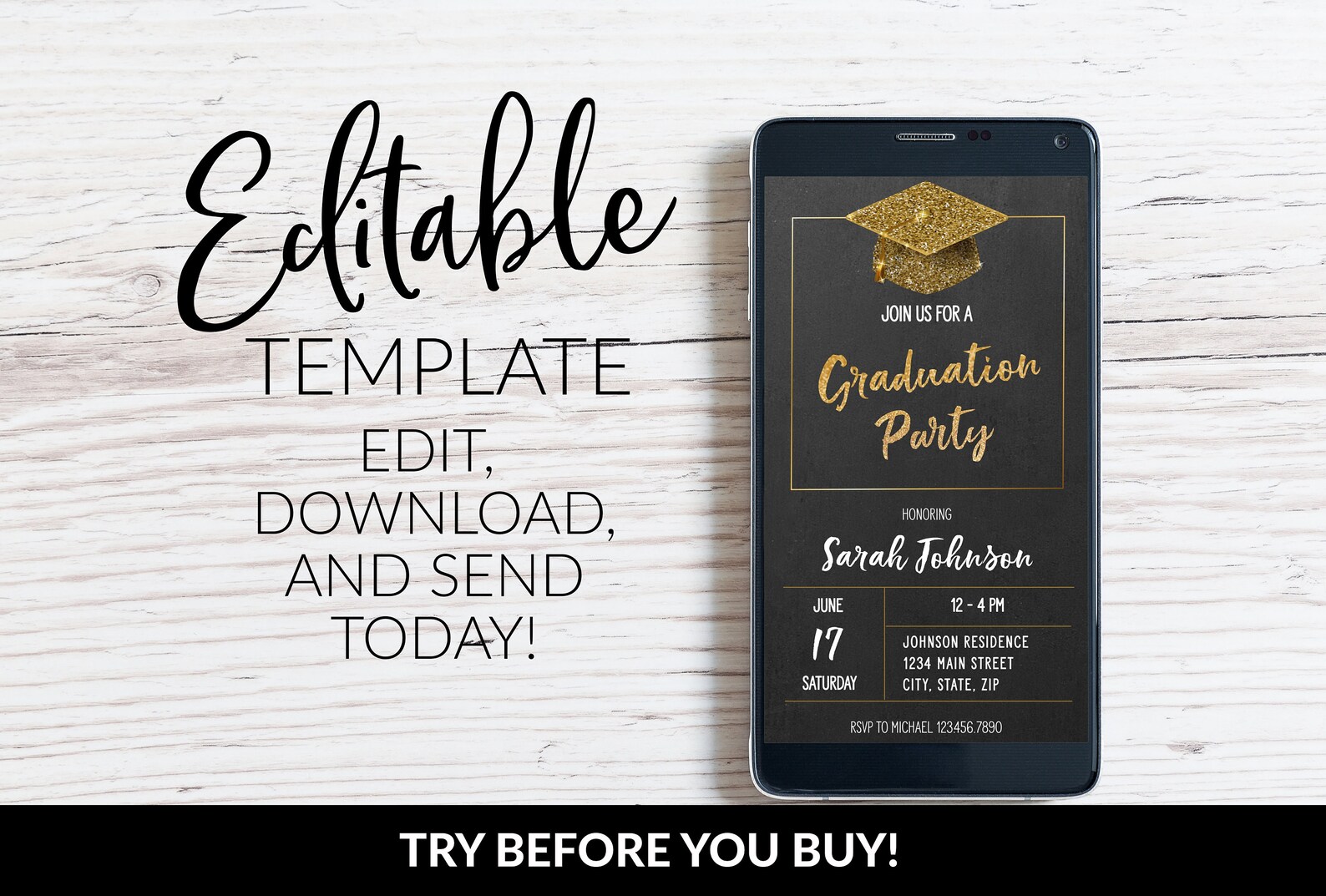 Electronic Graduation Invitation Simple Graduation Etsy