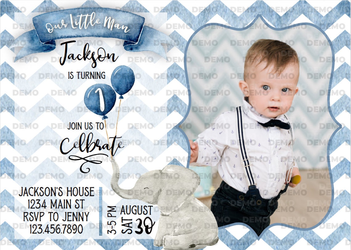 First Birthday Invitation Boy 1 Year Old Birthday Invite Etsy