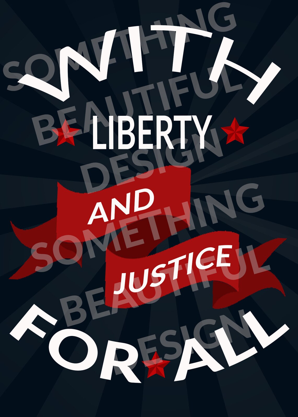 With Liberty and Justice for All Printable Patriotic Wall Art Etsy