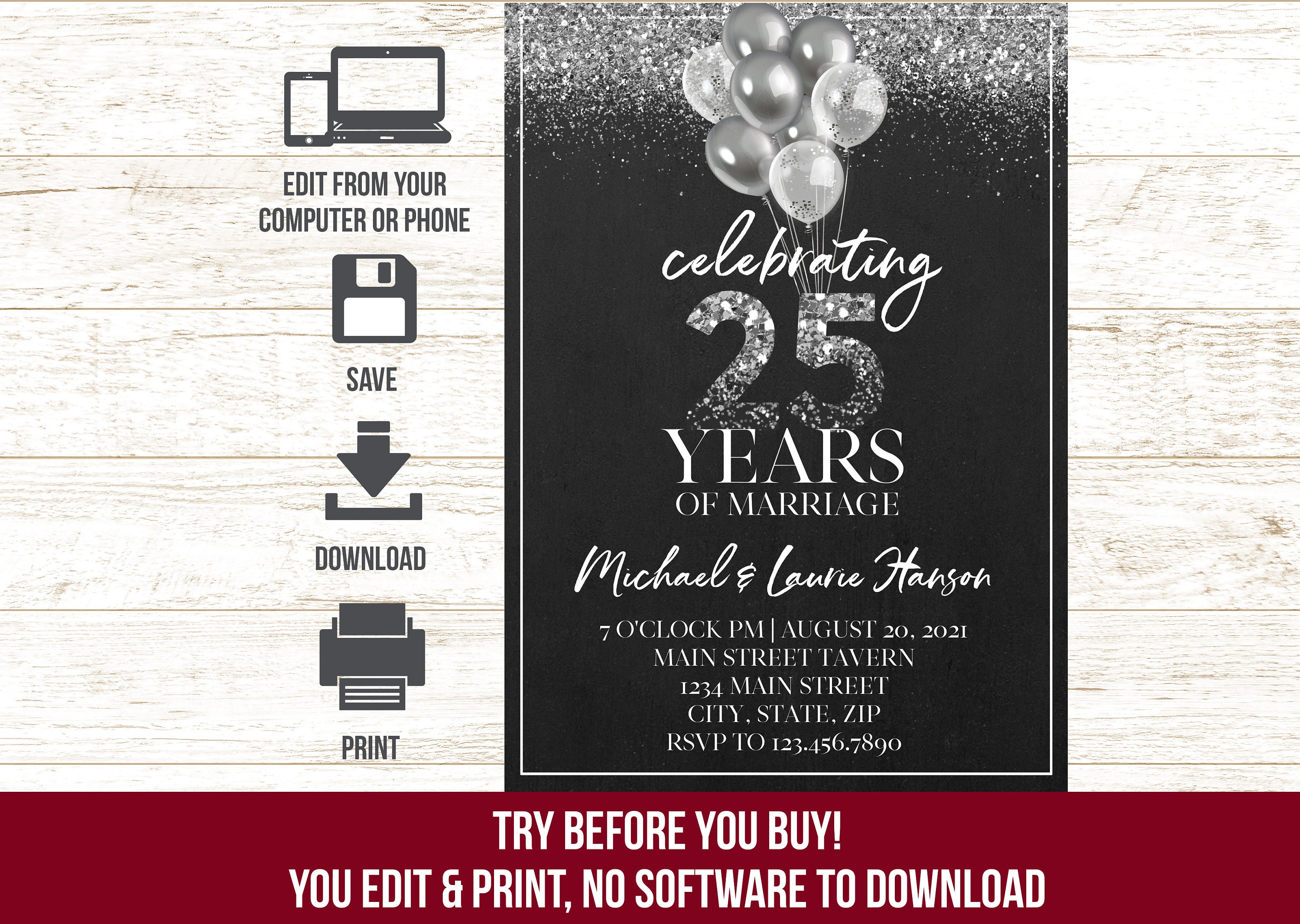 25 Anniversary Invitations Silver Anniversary Invitation Etsy