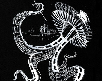 Seattle Kraken Space Needle Pen & Ink Print