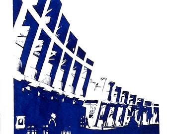 Salt Lake City Public Library Print, Pen and Ink Drawing Art