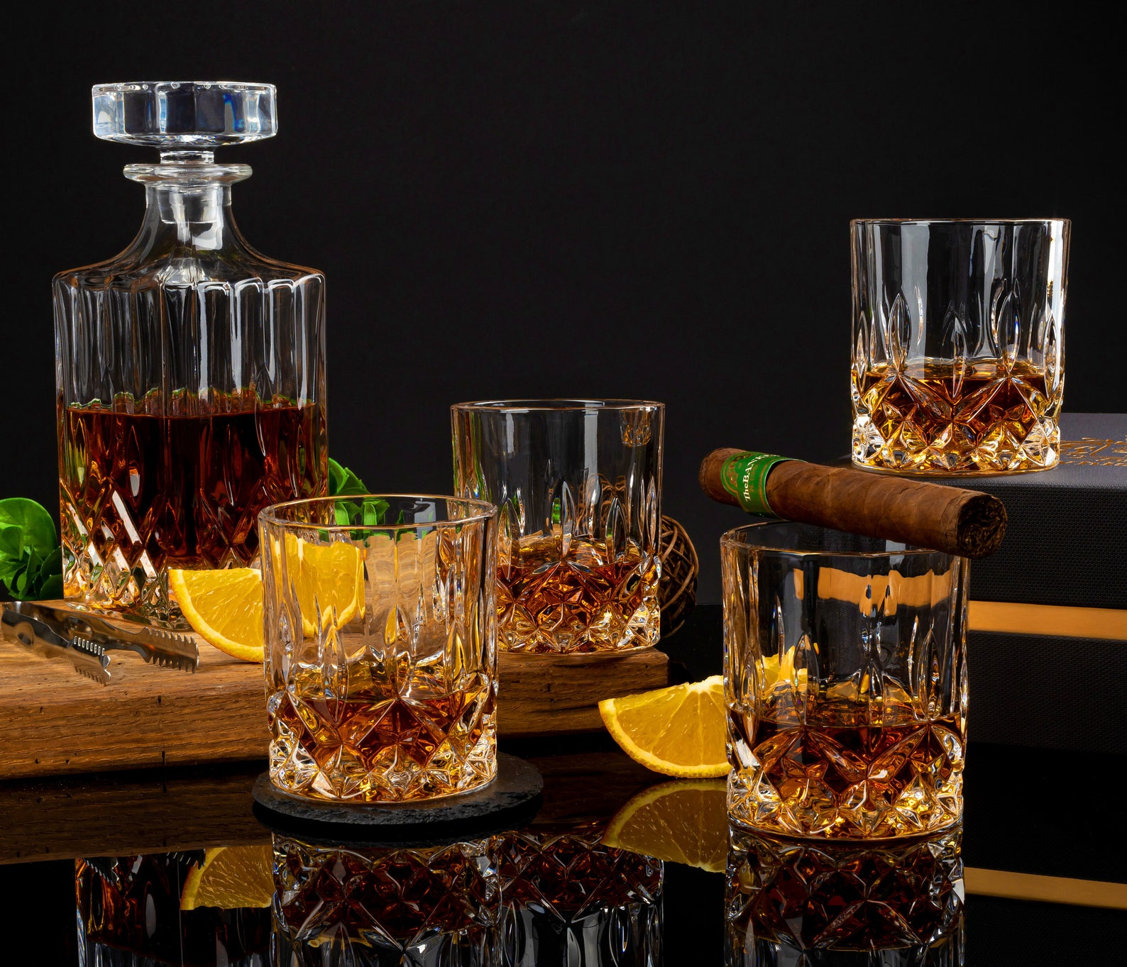 Crystal Whiskey Glass Set of 4 in Gift Box Bourbon Whiskey Etsy