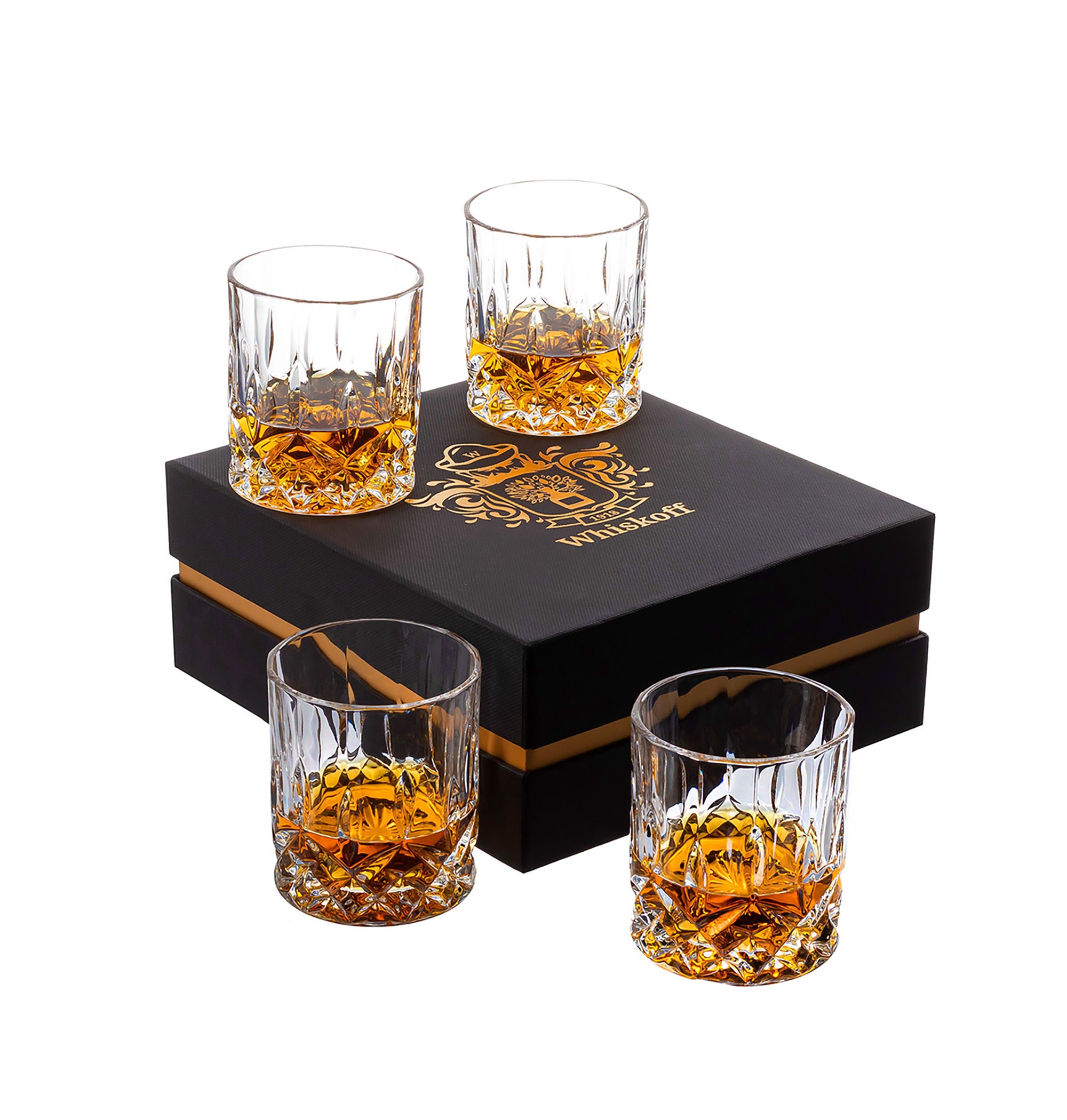 Crystal Whiskey Glass Set of 4 in Gift Box Bourbon Whiskey Etsy