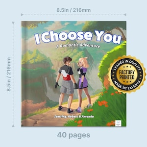 Livro personalizado de casal, ilustração de casal personalizada, arte de livro personalizado romântico, ideia original única de presente, impressão personalizada