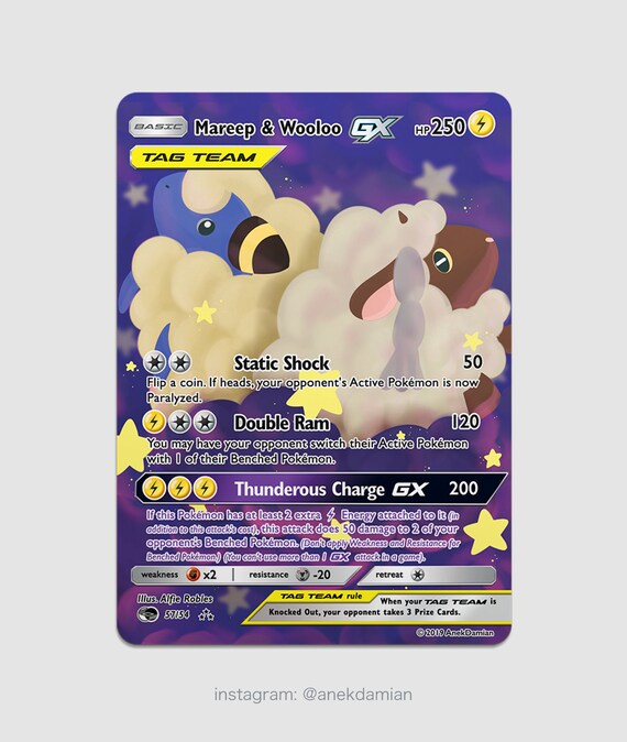 Custom Holo Wooloo Mareep Tag Team Pokemon Card