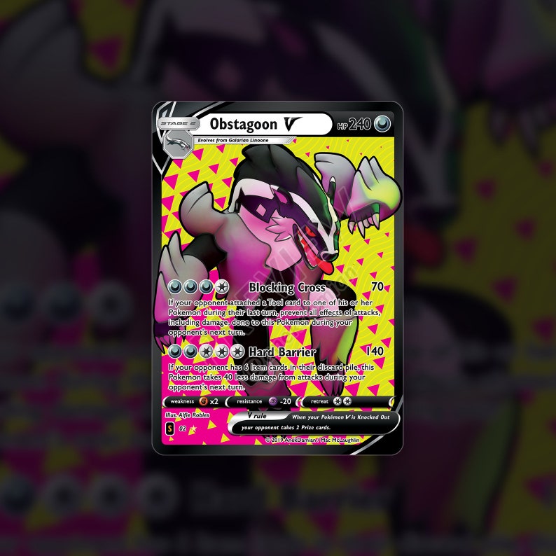 Custom Obstagoon V Pokemon Holographic Card Etsy