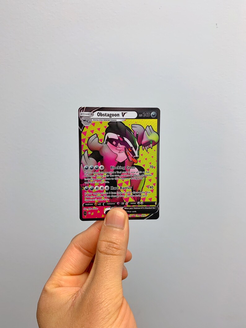 Custom Obstagoon V Pokemon Holographic Card Etsy